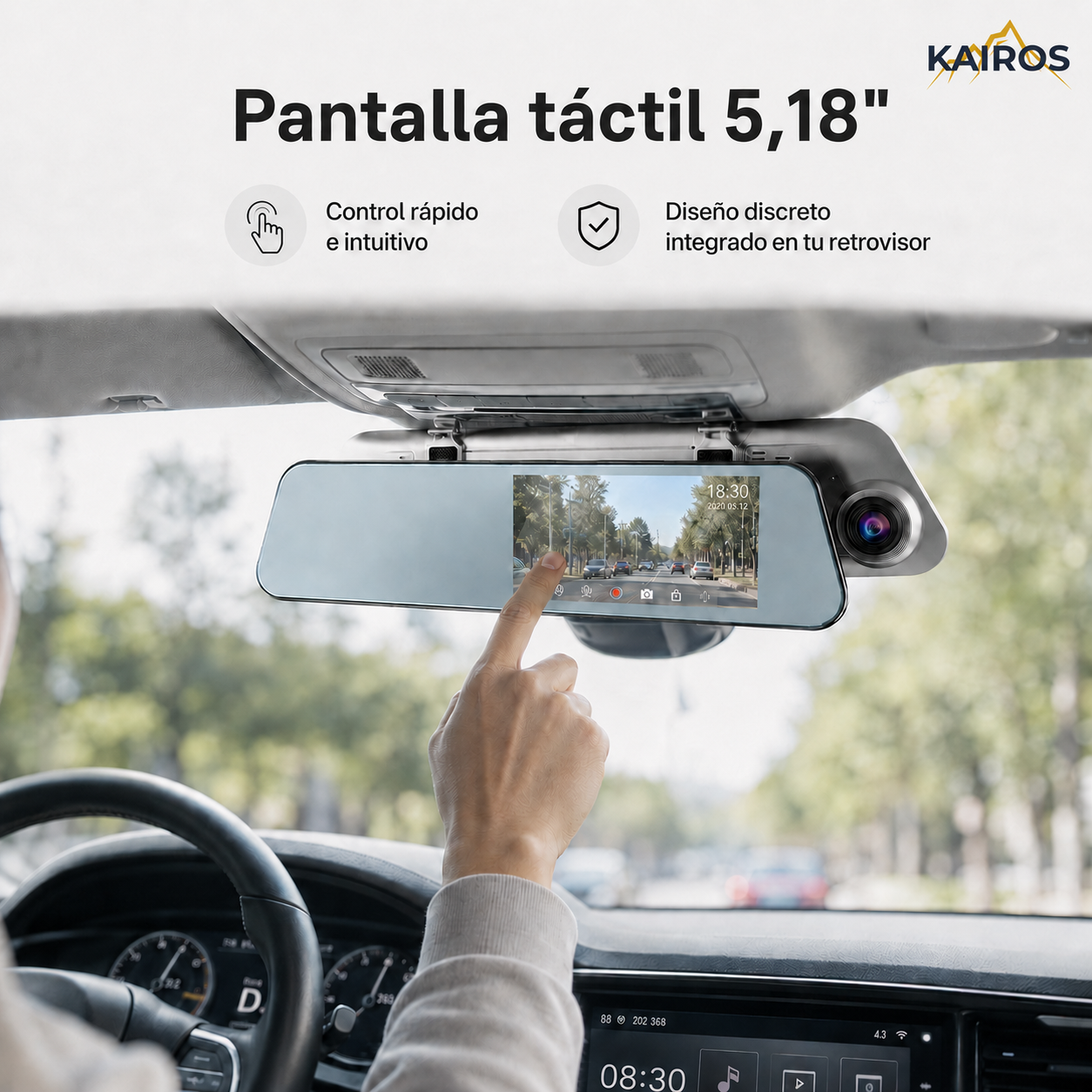 KAIROS VISION X - Espejo inteligente con cámara delantera y trasera