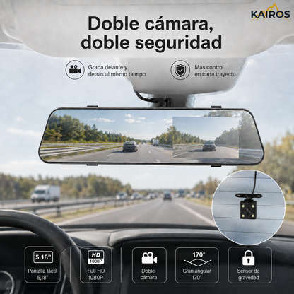 KAIROS VISION X - Espejo inteligente con cámara delantera y trasera
