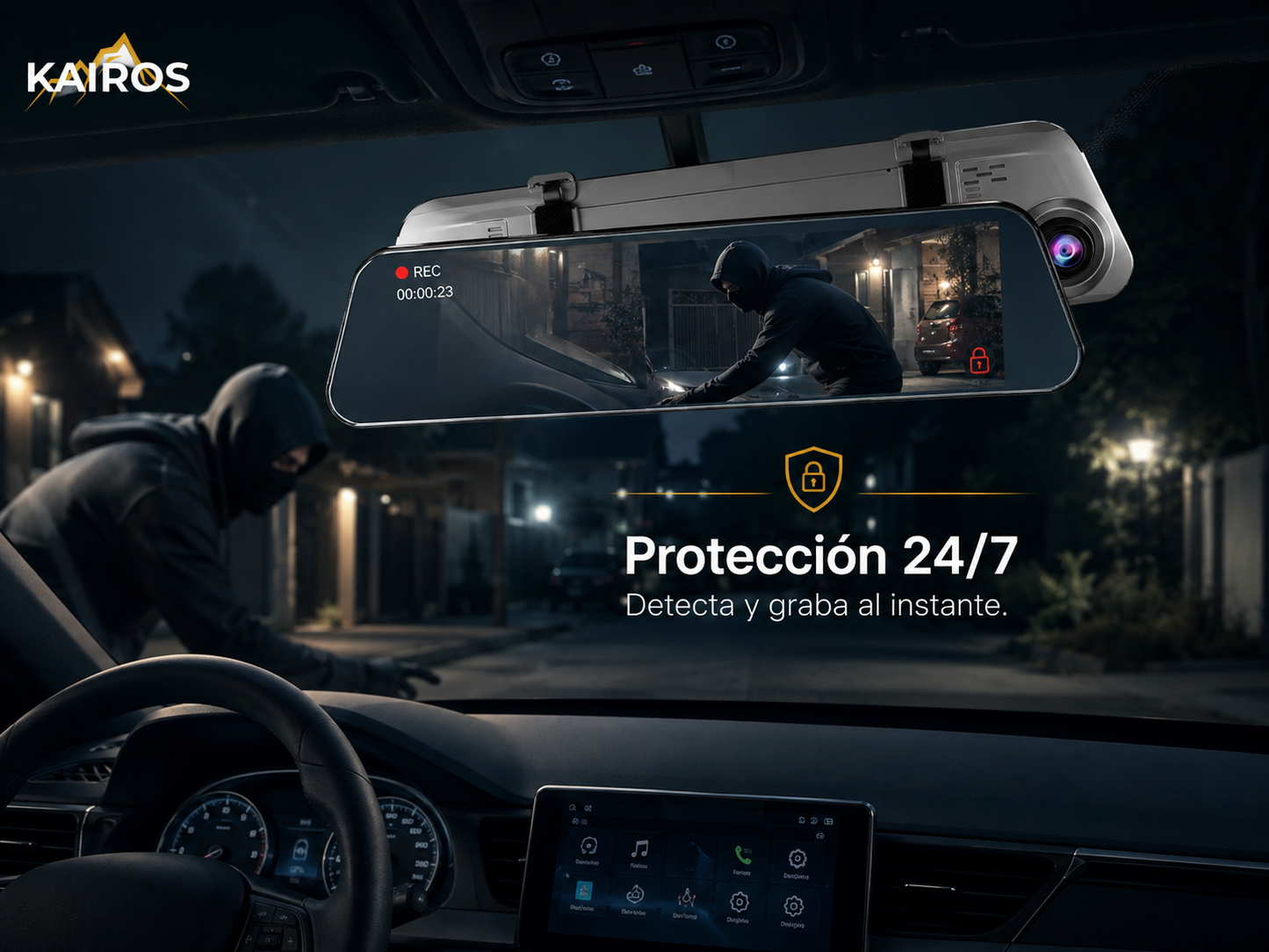 KAIROS VISION X - Espejo inteligente con cámara delantera y trasera